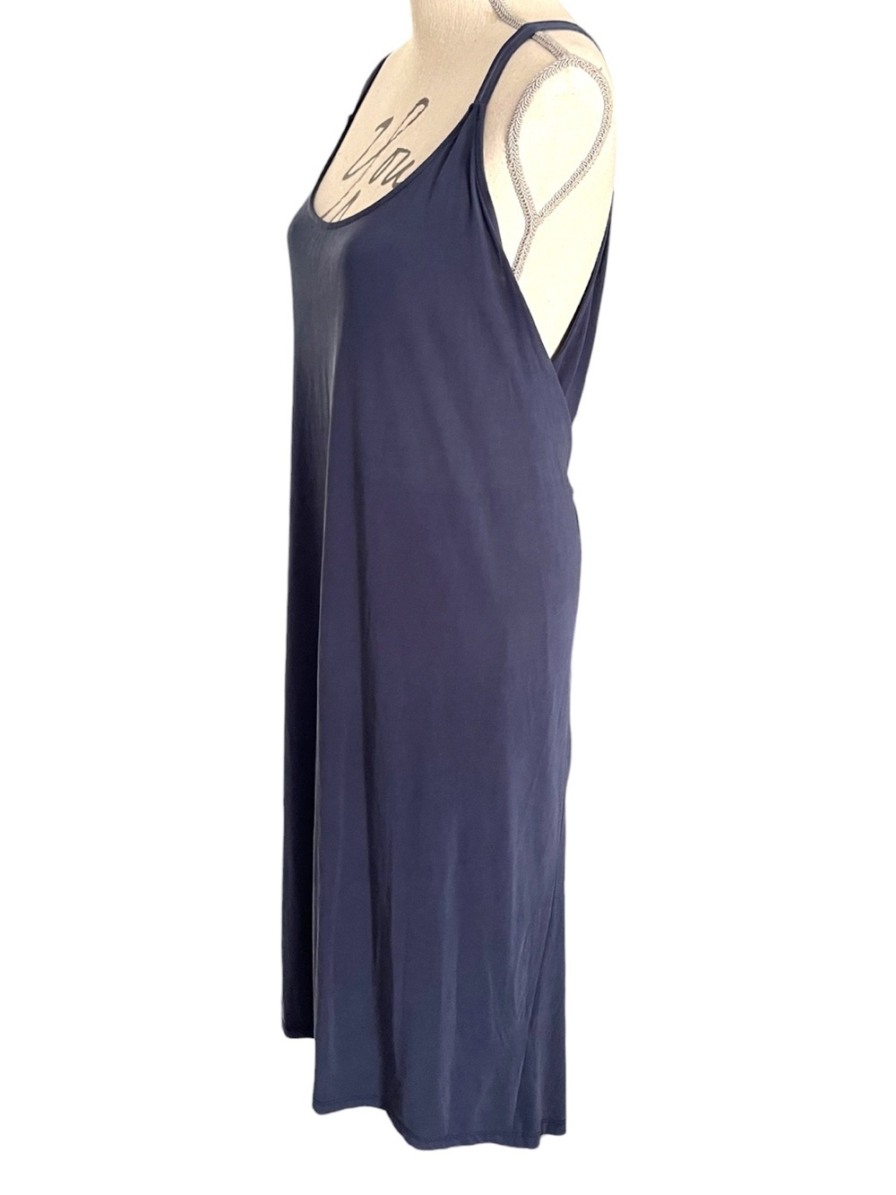 Jolie Indigo Navy Scoop Neck Tank Style Modal Tie Midi Dress (1XL) - Picture 6 of 15